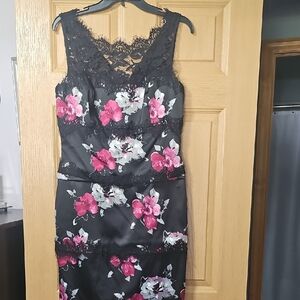 White House Black Market Pink and White Pleated Sheath Dress